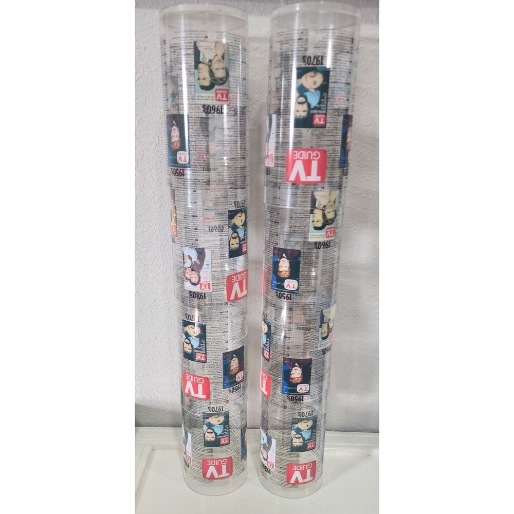 Set Of 8 Vintage TV Guide Plastic Drinking Cup Collectible Years 50s-90s